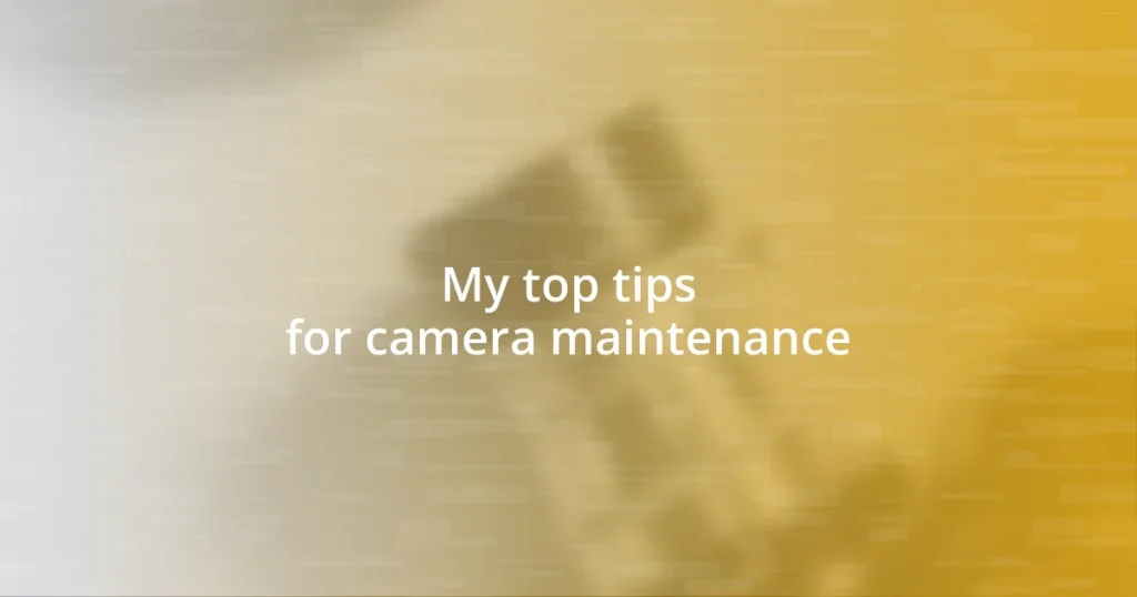 My top tips for camera maintenance