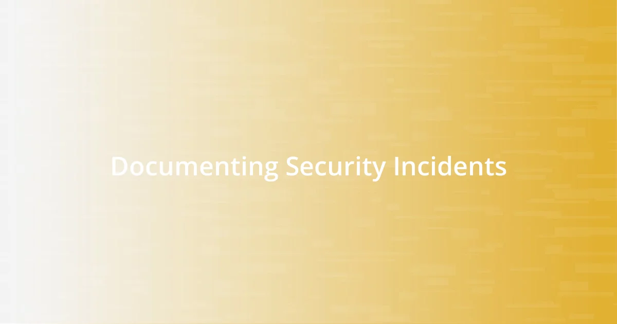 Documenting Security Incidents