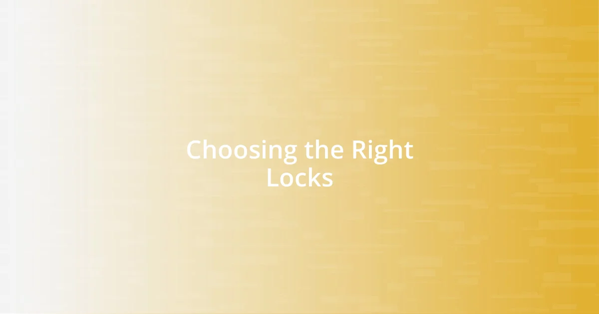 Choosing the Right Locks