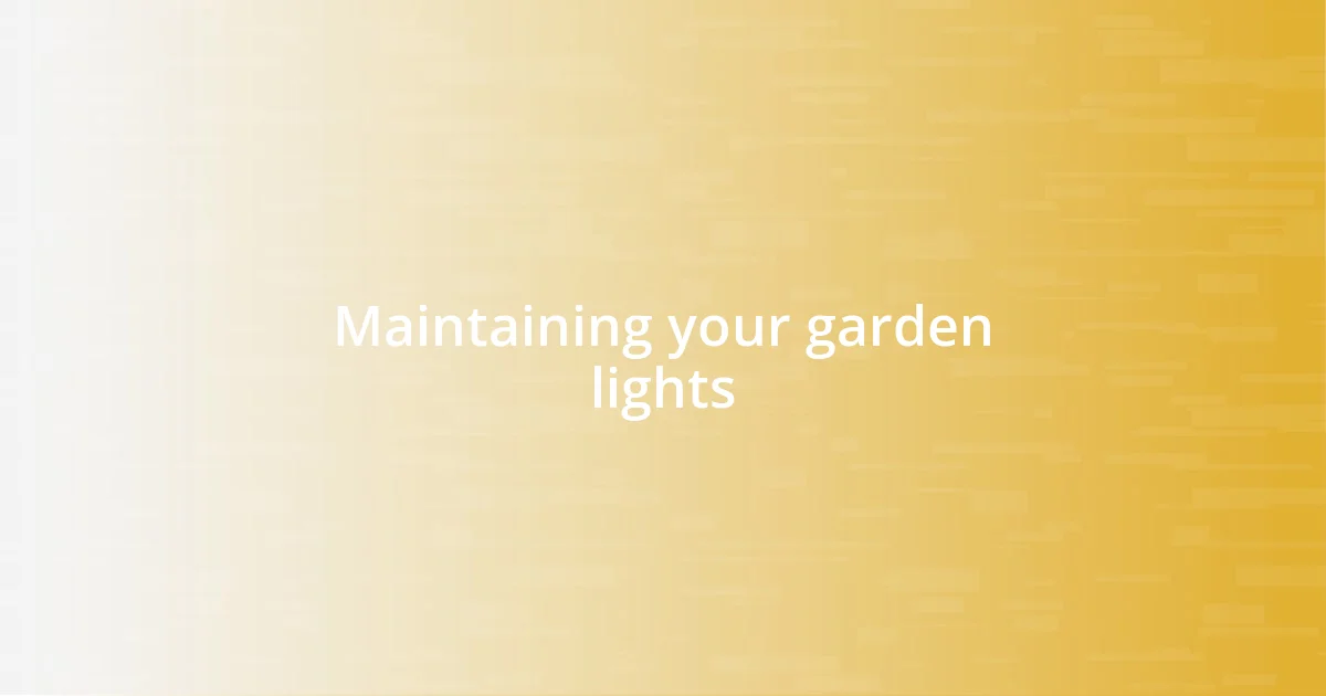 Maintaining your garden lights