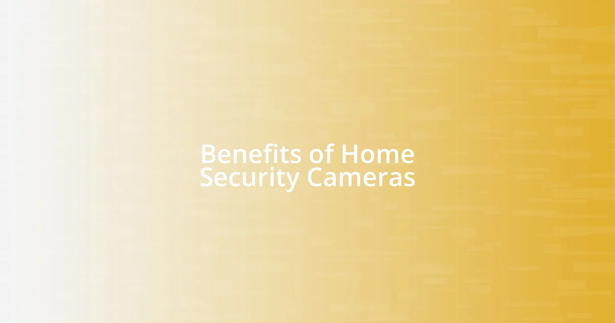 Benefits of Home Security Cameras