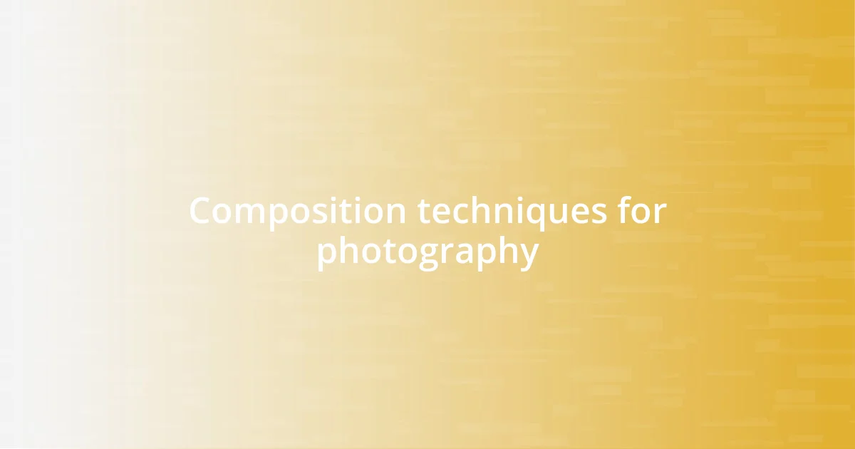 Composition techniques for photography