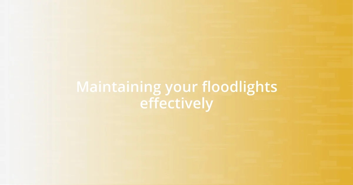 Maintaining your floodlights effectively